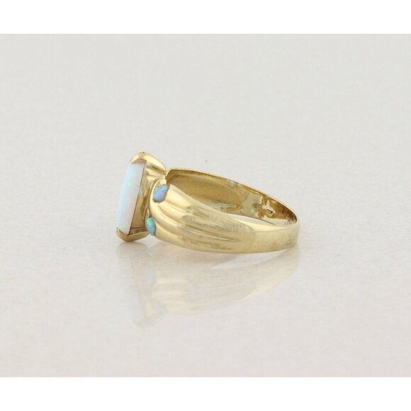 Gold over Sterling Silver Lab Created Opal Ring size 10 1/4 - Picture 6 of 7